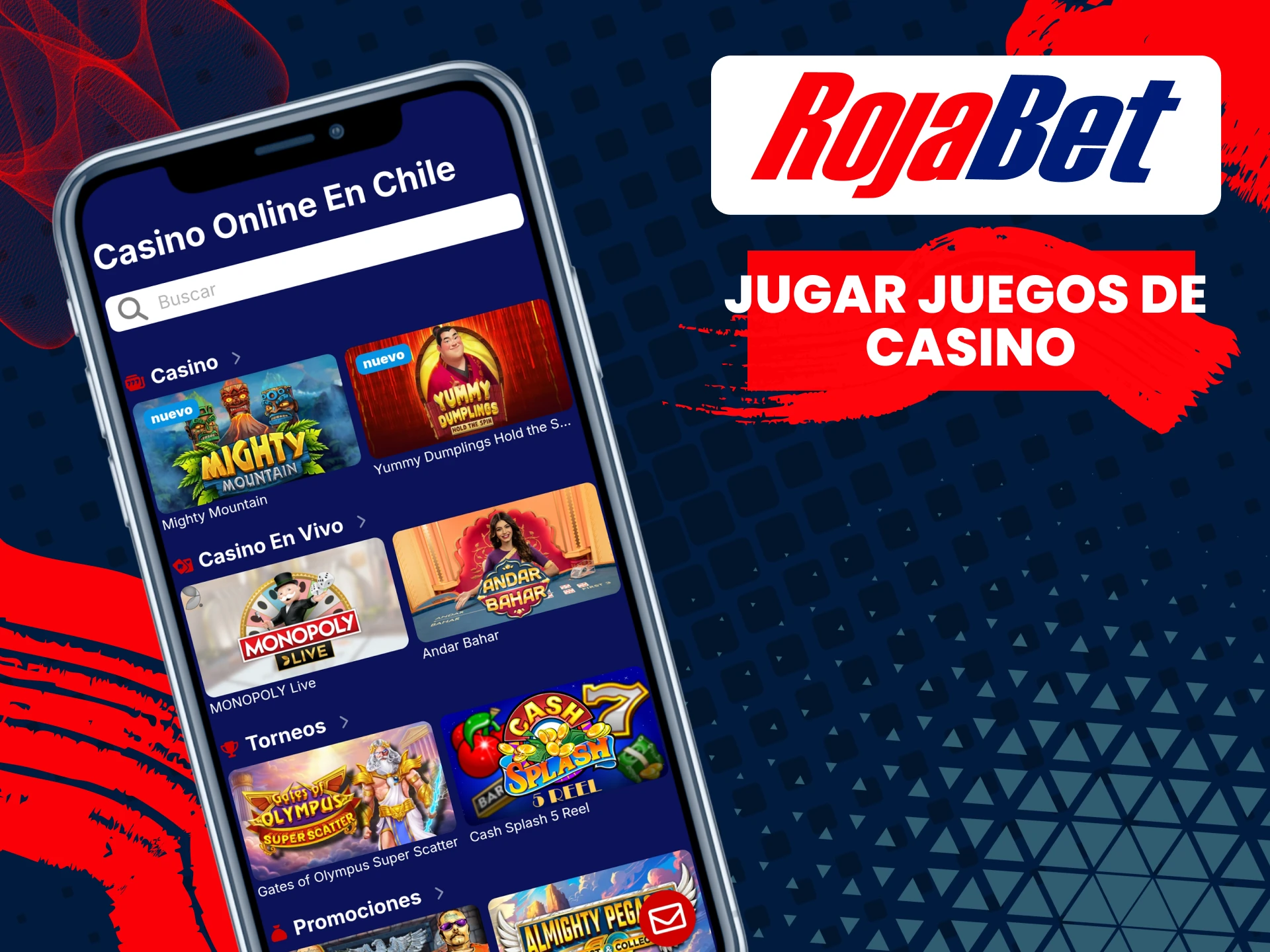 Juega al casino en la aplicación Rojabet.