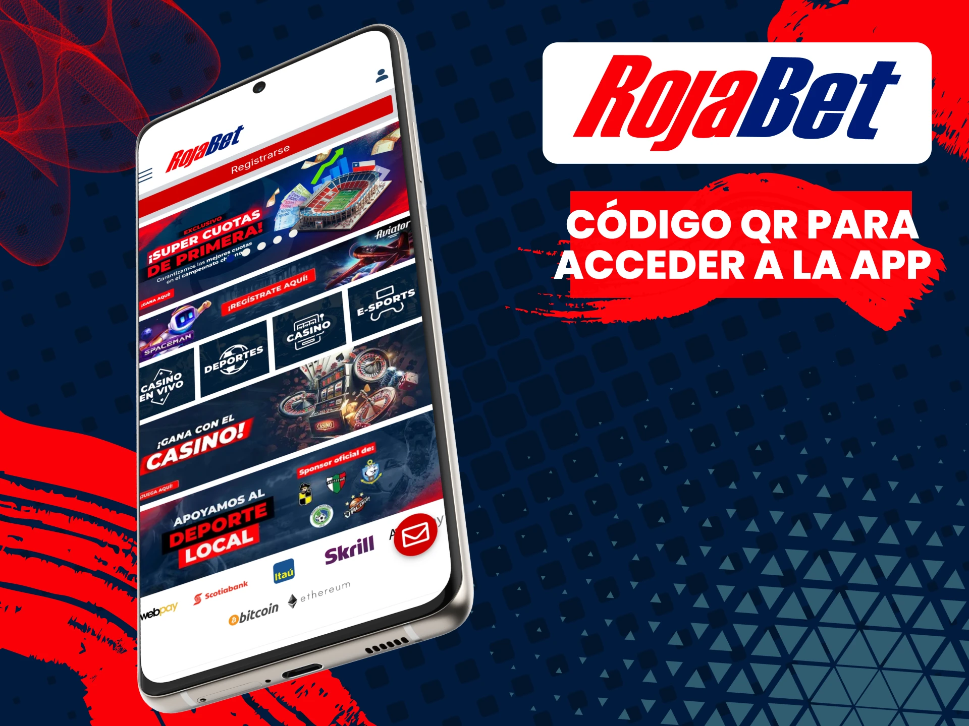 Utilice el código QR para instalar la aplicación Rojabet.