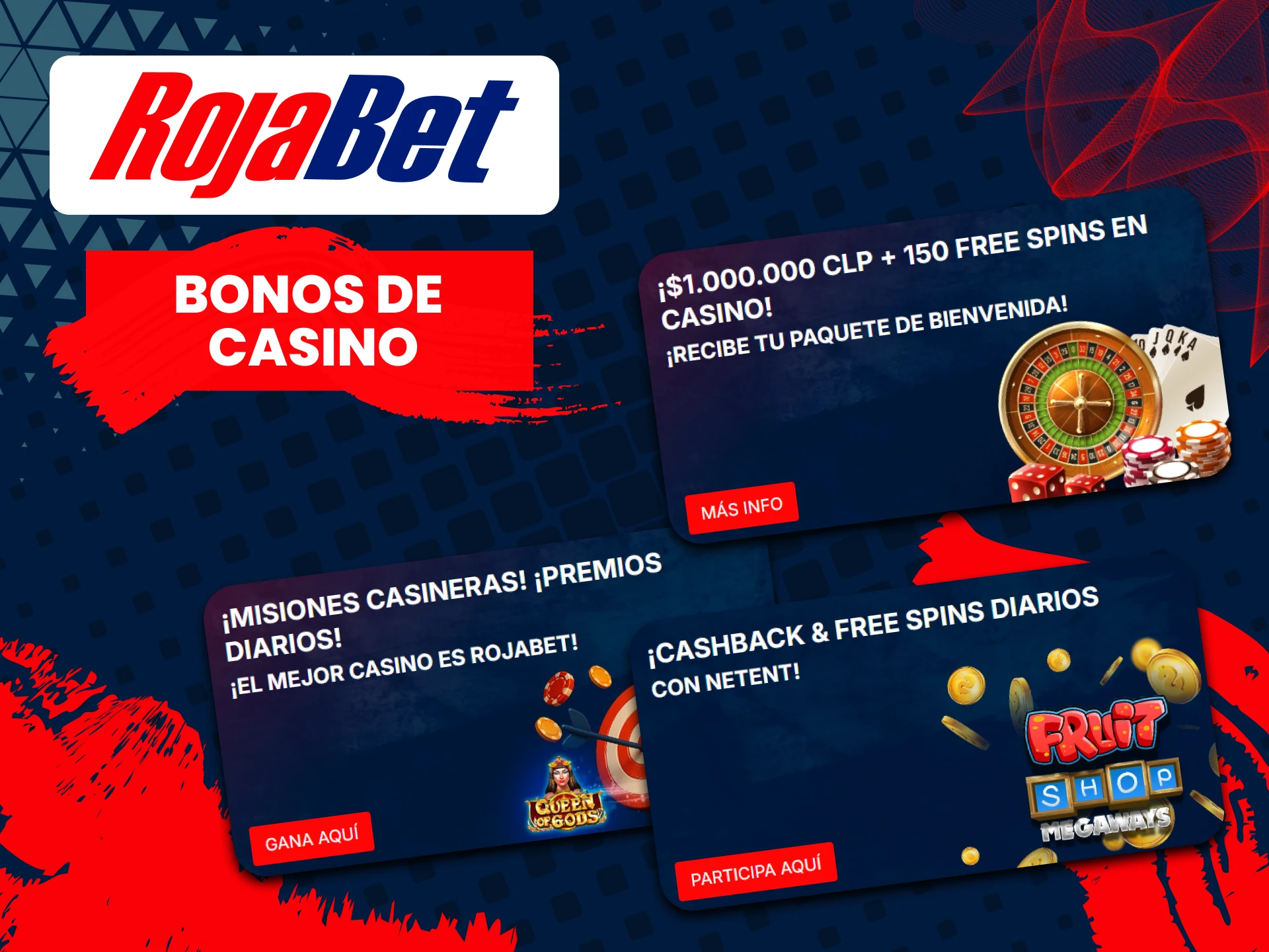Rojabet ofrece bonos para casinos.
