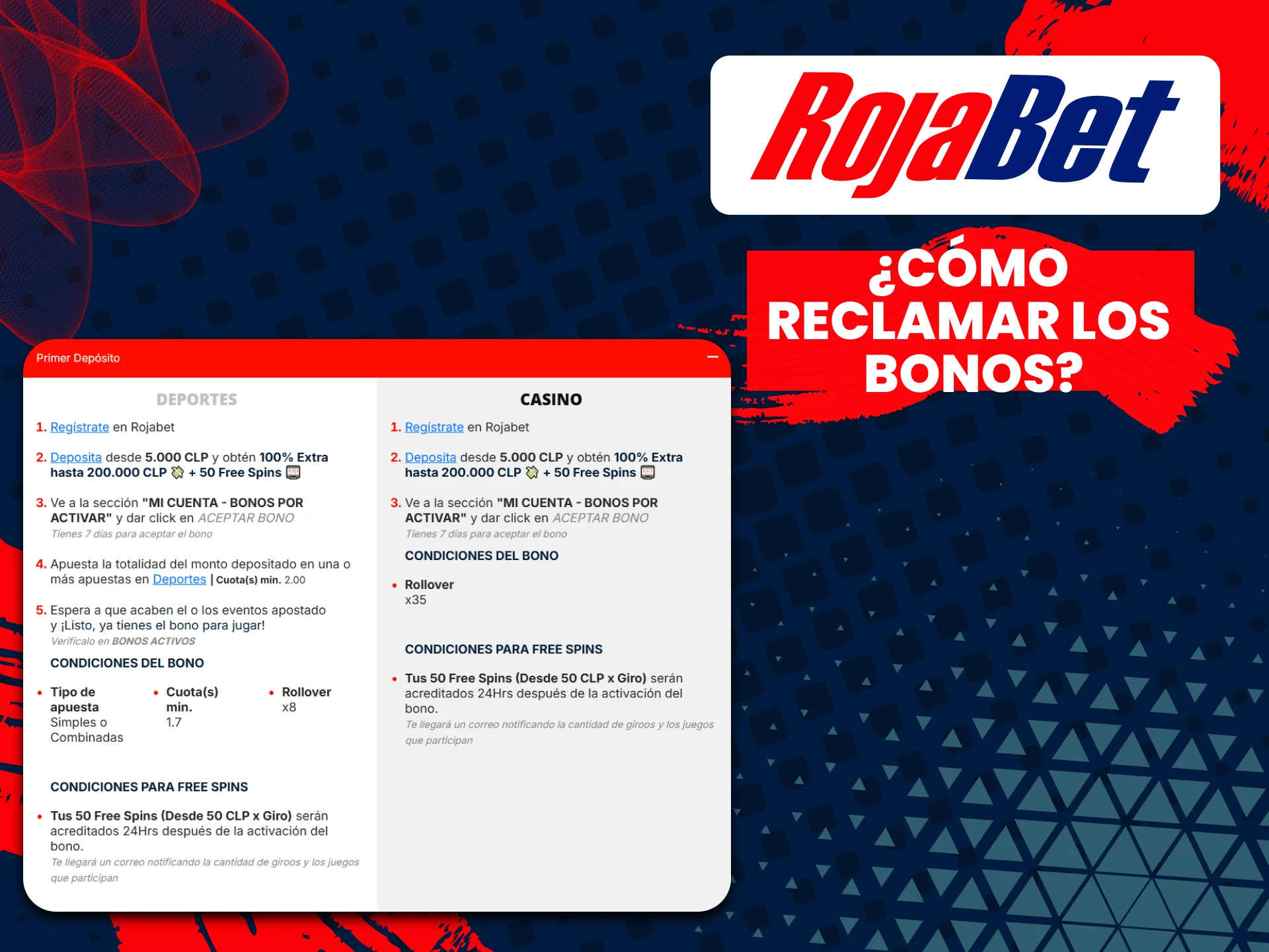 Te contamos cómo conseguir bonos de Rojabet.