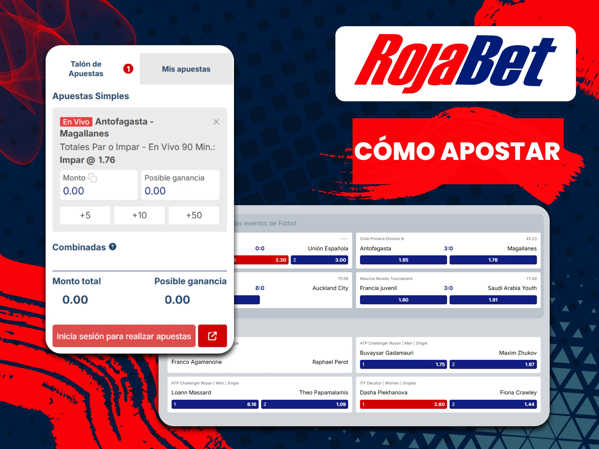 Vaya a la sección de deportes para realizar una apuesta en Rojabet.
