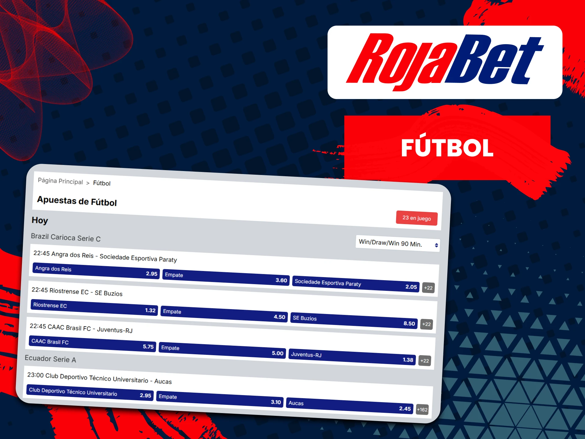 Puedes elegir fútbol para apostar en Rojabet.