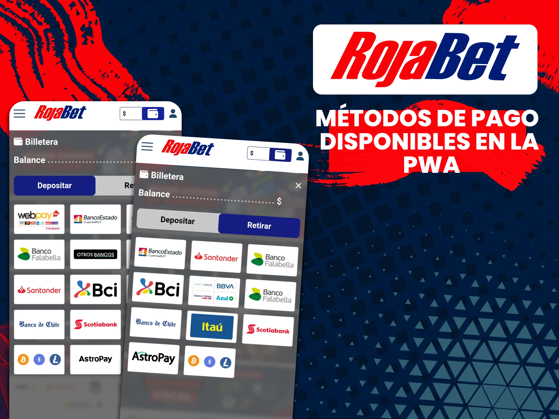Realizar transacciones en la aplicación Rojabet.