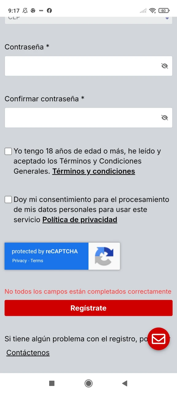 Completa tu registro en Rojabet.