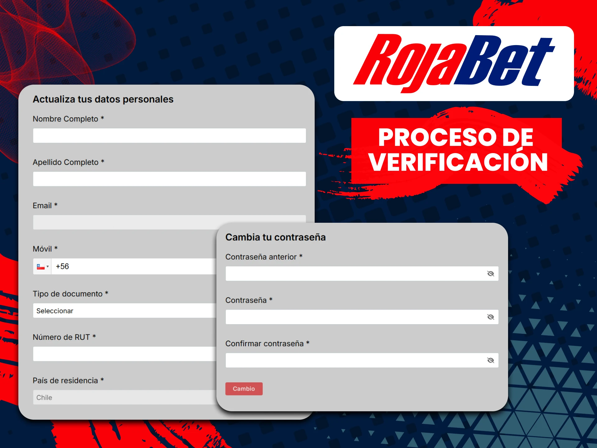 Complete todos los datos en el sitio web de Rojabet.