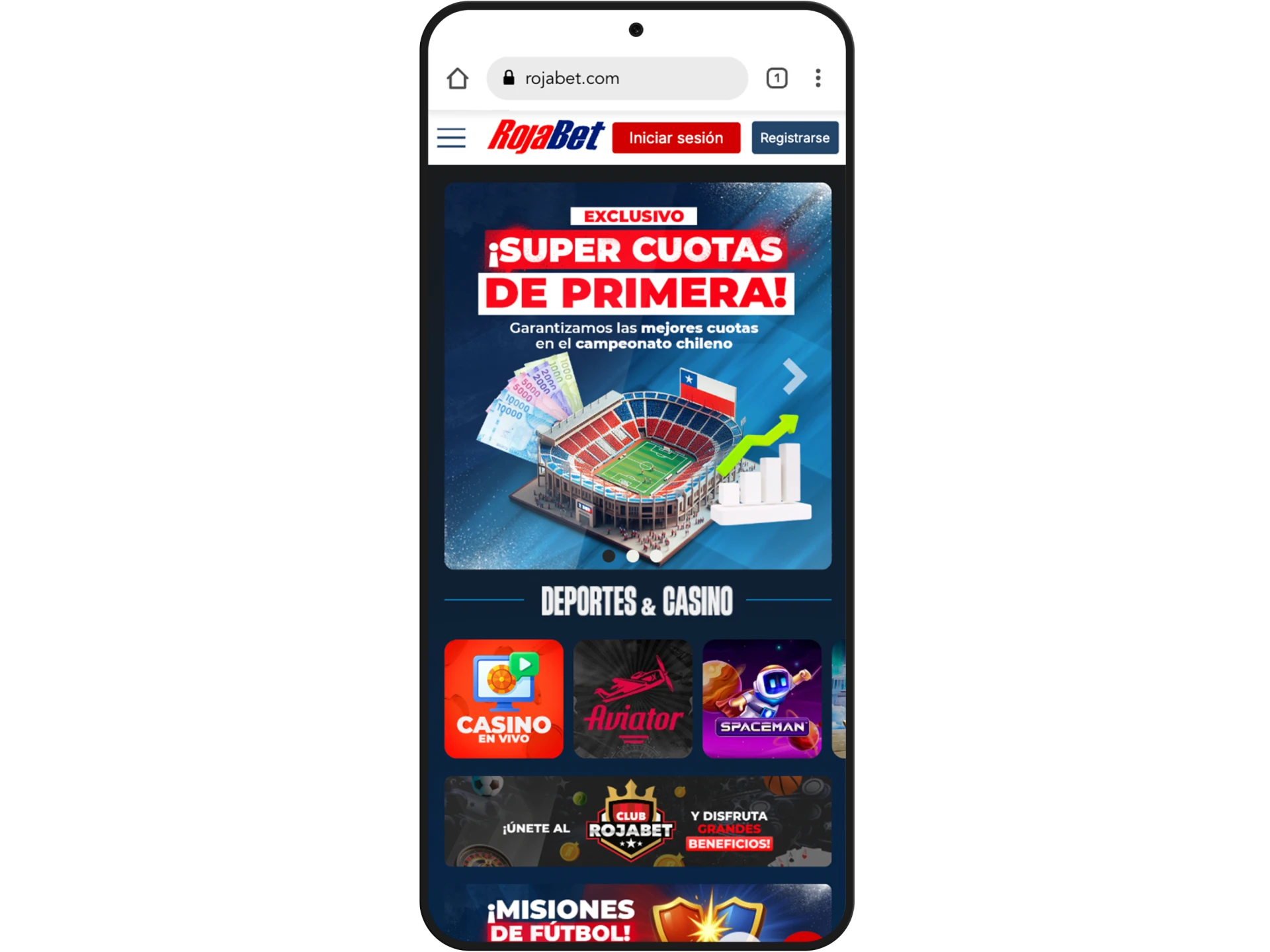 Abre el sitio web de Rojabet para descargar la aplicación.