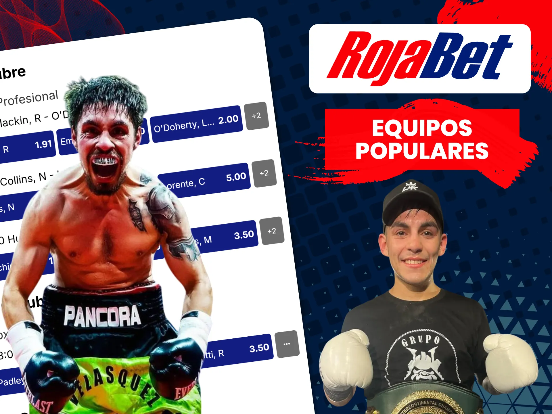 Elige un luchador de boxeo y apuesta por él en Rojabet.