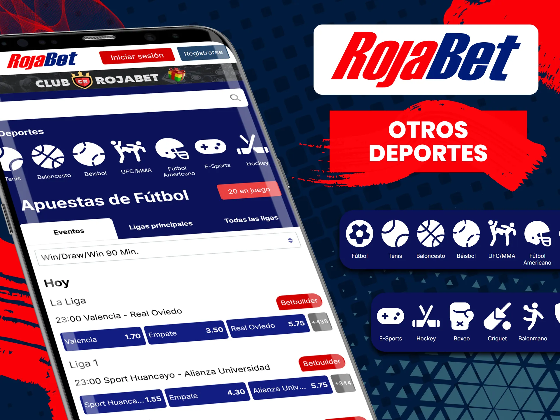 Rojabet ofrece una amplia selección de deportes.