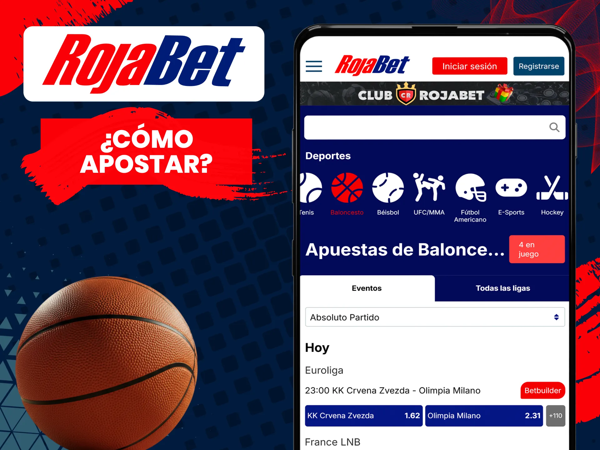Cumple ciertas condiciones para apostar en baloncesto desde Rojabet.
