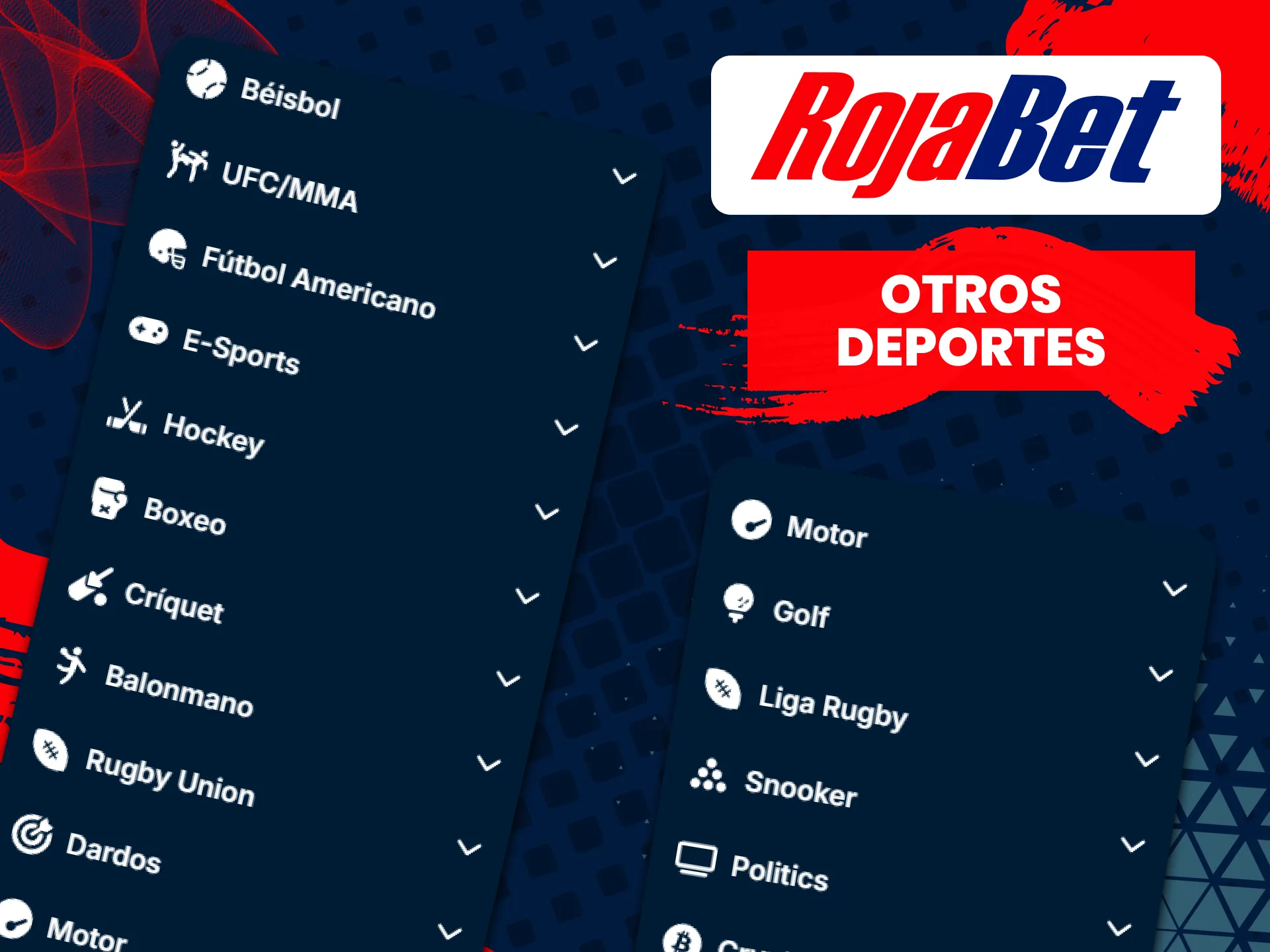 En la sección de deportes de Rojabet encontrarás las opciones de apuestas adecuadas.
