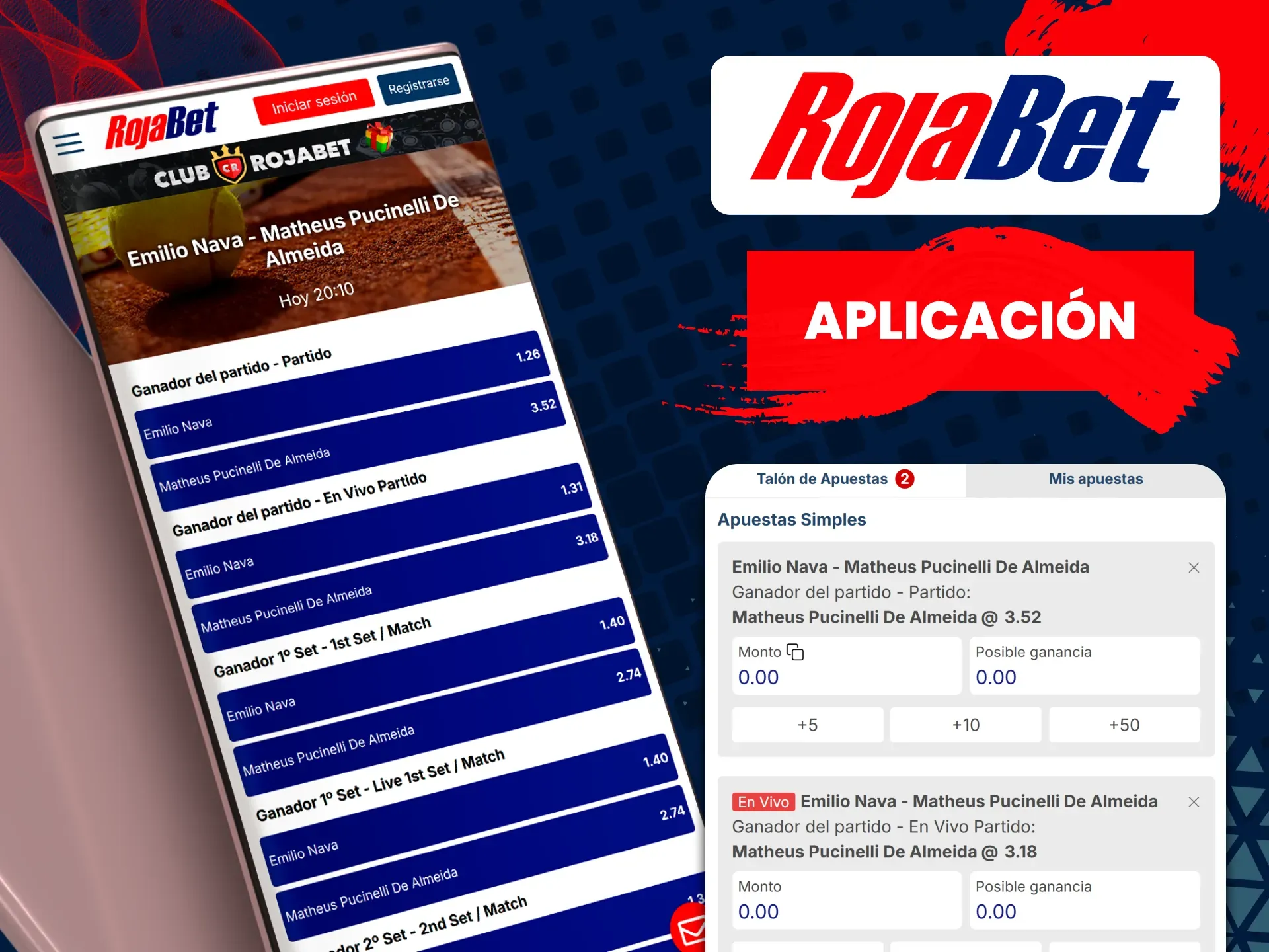 Utilice la aplicación Rojabet para apostar en tenis.