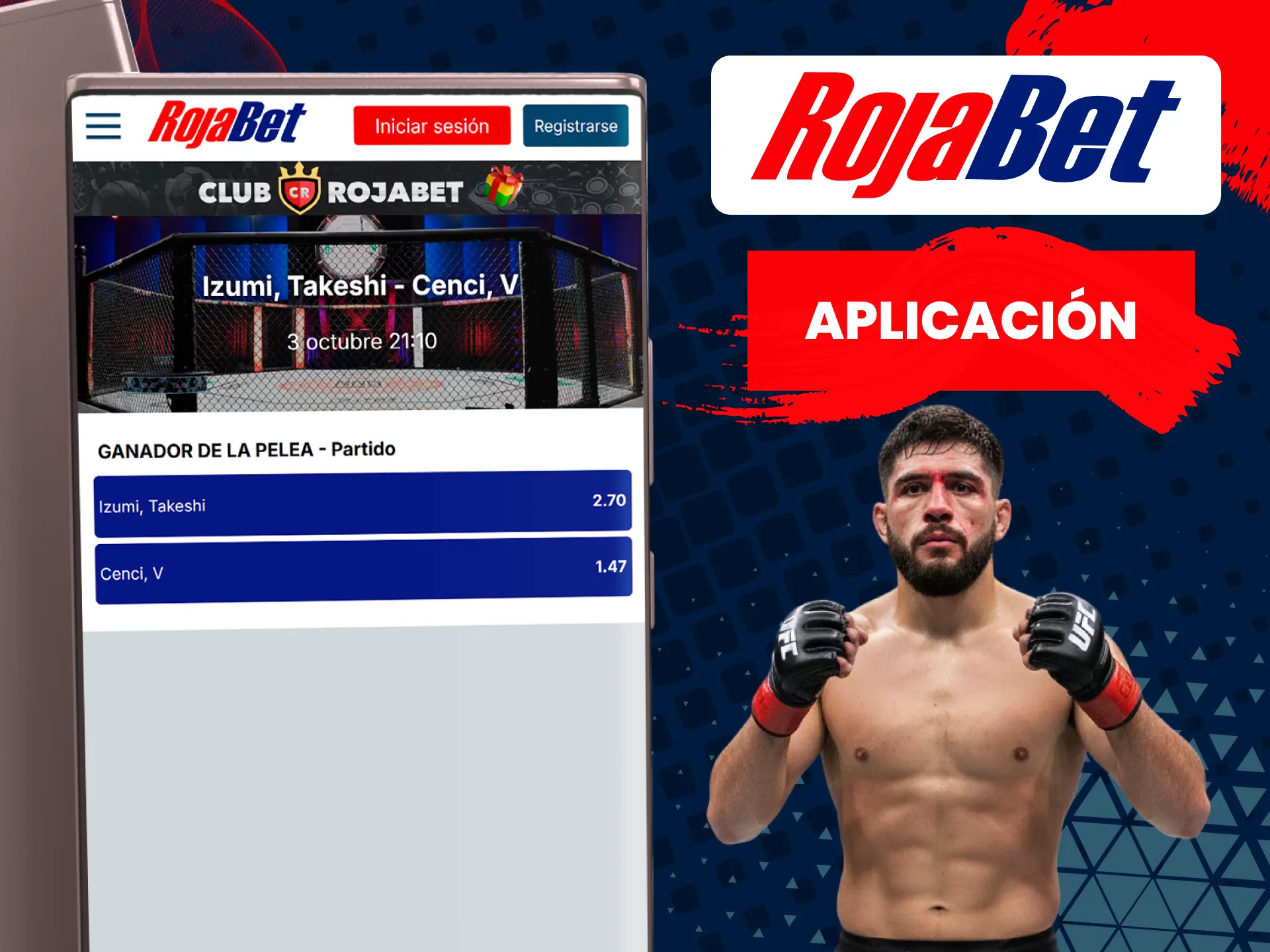 Realiza tus apuestas en eventos de UFC y MMA con la aplicación de Rojabet.
